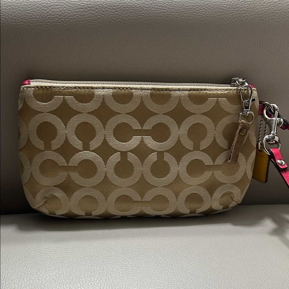 Coach Tan and Pink Wristlet Clutch - Picture 4 of 9